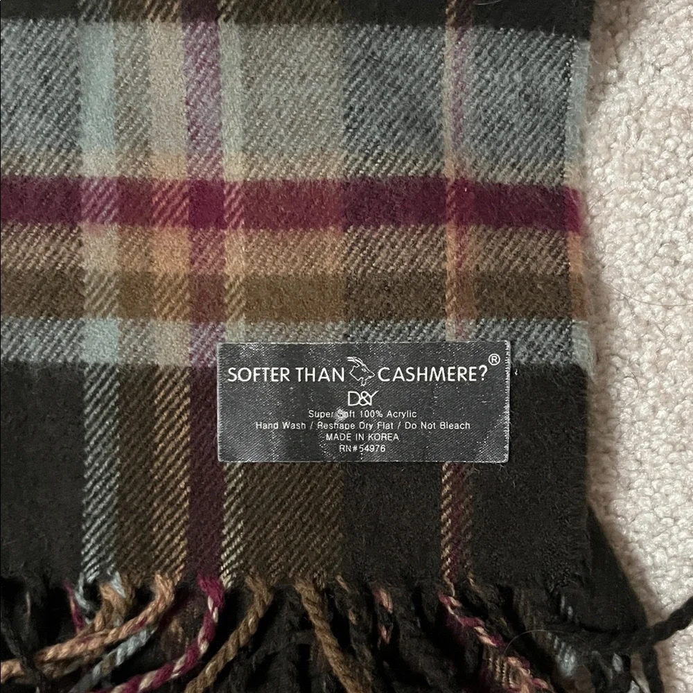 Classic Brown, Light Blue, and Maroon Plaid Men's Scarf